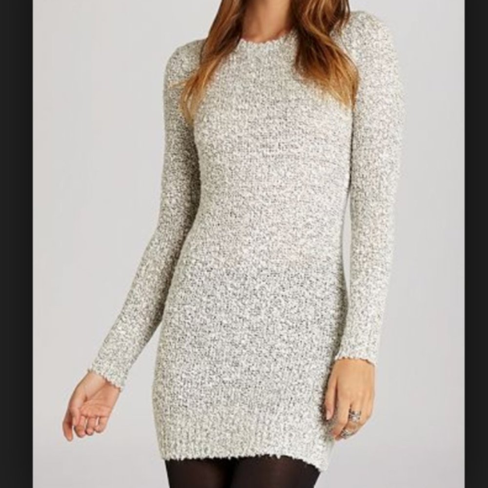 BCBGeneration Gray Two-Tone Boucle Textured Tunic